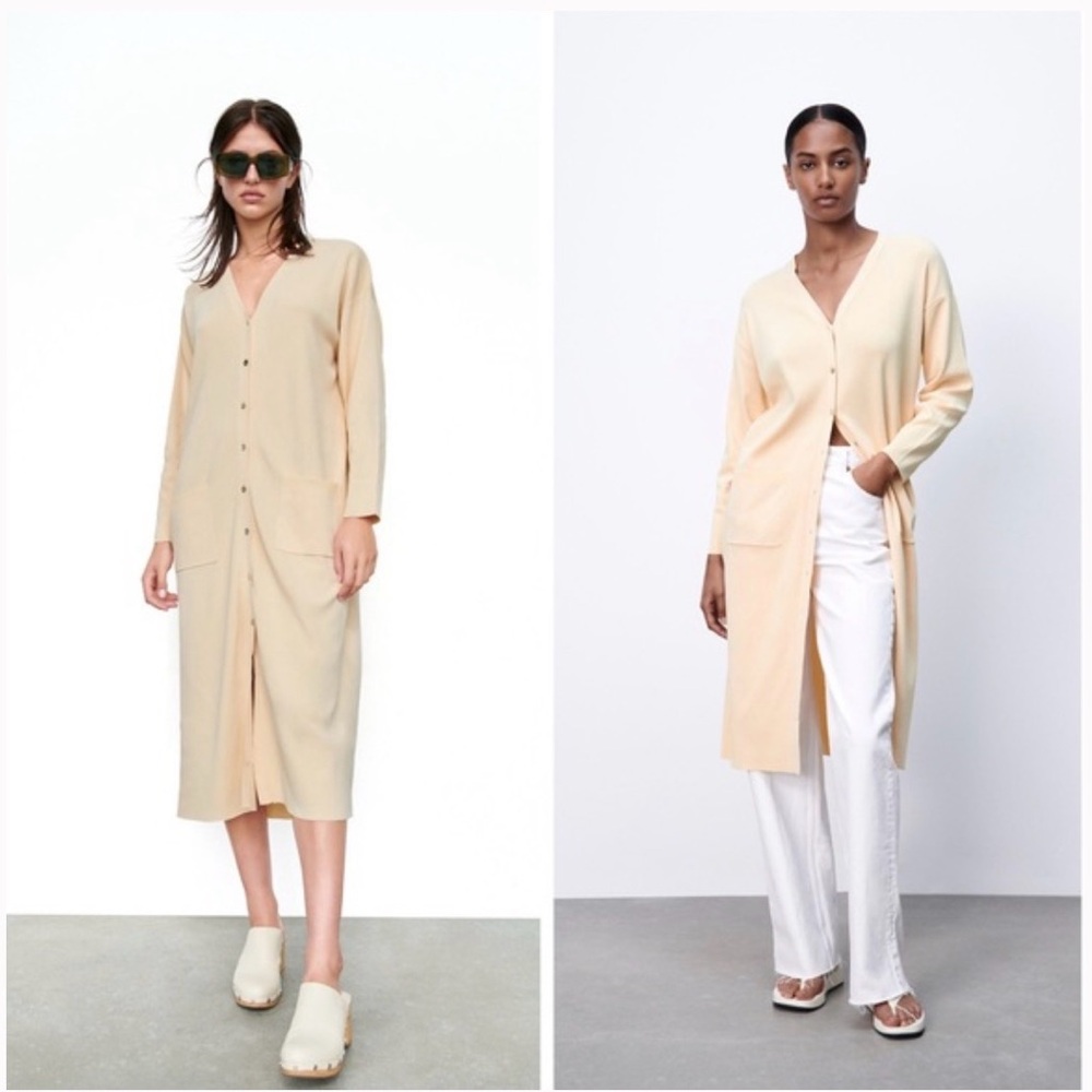 Zara Cream Knit Cardigan Dress